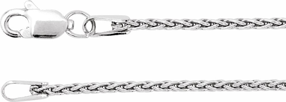 Rhodium-Plated Sterling Silver 1.25 mm Wheat 24" Chain