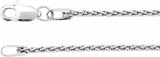 Rhodium-Plated Sterling Silver 1.25 mm Wheat 7" Chain