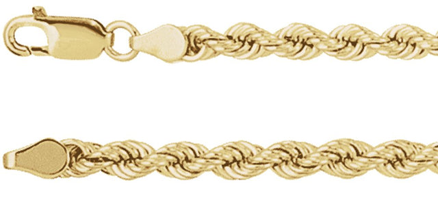 14K Yellow 4 mm Rope 24" Chain