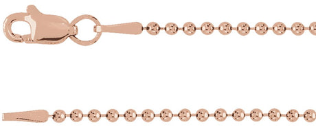 14K Rose Gold 1.5 mm Hollow Bead 16" Chain