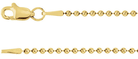 14K Yellow 1.5 mm Hollow Bead 16" Chain