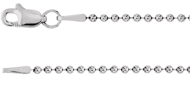 14K White 1.5 mm Hollow Bead 24" Chain