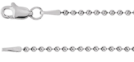Rhodium-Plated Sterling Silver 1.5 mm Hollow Bead 16" Chain