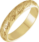 14K Yellow Gold 4 mm Sculptural Half Round Band Size 7.5