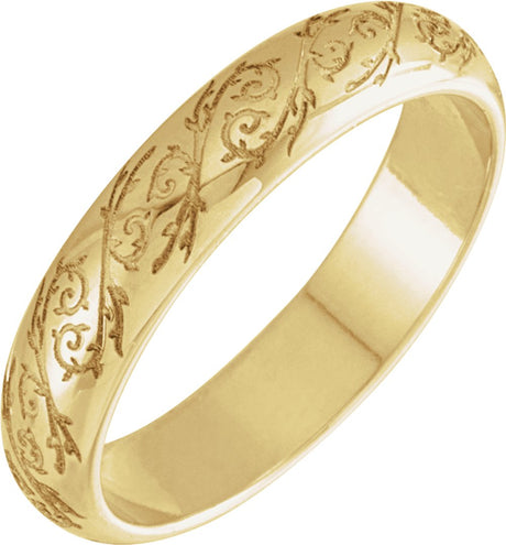 14K Yellow Gold 4 mm Sculptural Half Round Band Size 7.5