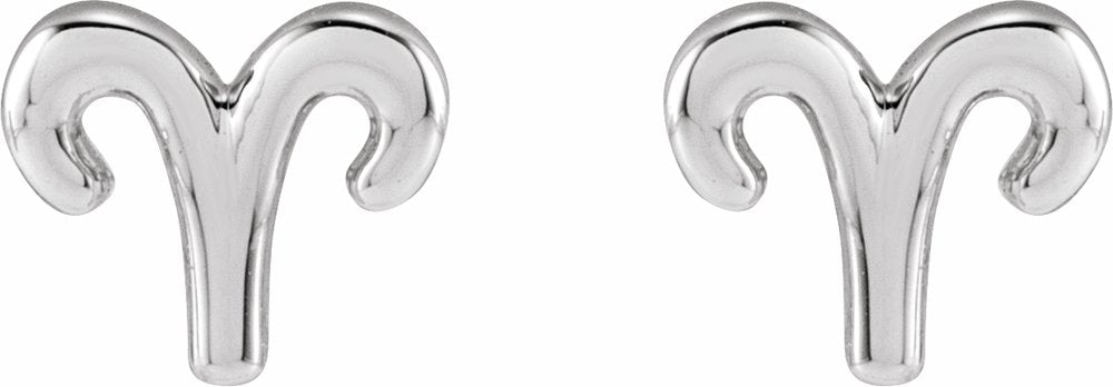 14K White Aries Zodiac Earrings