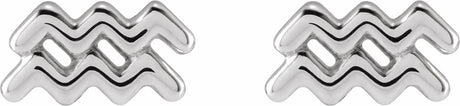 14K White Aquarius Zodiac Earrings