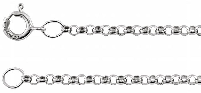 14K White Gold 1.5 mm Rolo 16" Chain