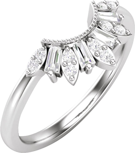 14K White Gold 1/5 CTW Natural Diamond Contour Band