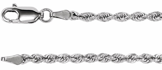 14K White Gold 2.5 mm Rope 16" Chain