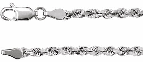 14K White Gold 2.8 mm Diamond-Cut Rope 24" Chain
