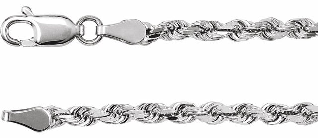 14K White Gold 2.8 mm Diamond-Cut Rope 24" Chain

