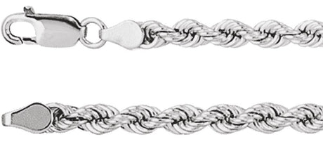 14K White 4 mm Rope 24" Chain