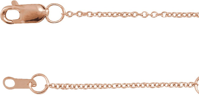 14K Rose 1 mm Adjustable Cable 16-18" Chain