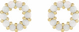 14K Yellow Natural White Opal Cabochon Earrings