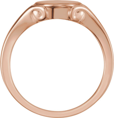 14K Rose 12x10 mm Oval Signet Ring