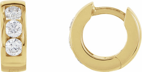 14K Yellow Gold 1/3 CTW Lab-Grown Diamond 10 mm Hinged Hoop Earrings