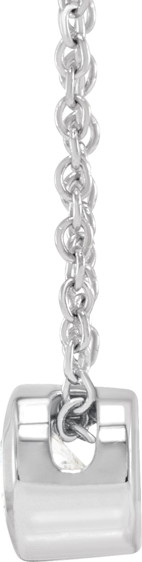 14K White Gold 1/4 CT Lab-Grown Diamond Solitaire 16-18" Necklace