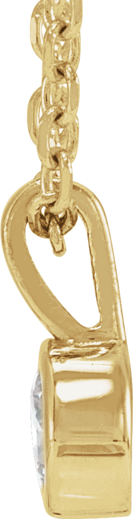 14K Yellow 1/10 CT Natural Diamond Bezel-Set Solitaire 16-18" Necklace