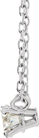 14K White 1/2 CTW Lab-Grown Diamond Solitaire 16-18" Necklace