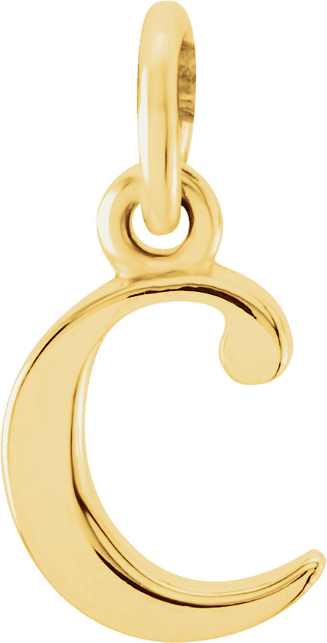 14K Yellow Lowercase Initial C Pendant