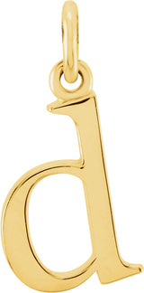 14K Yellow Lowercase Initial D Pendant