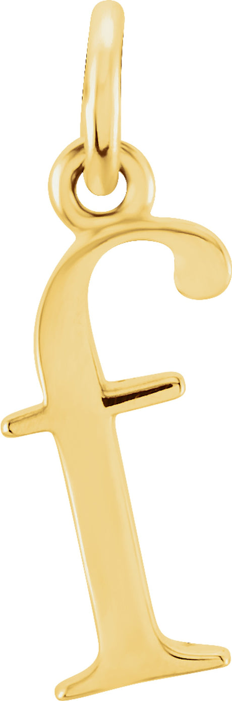 14K Yellow Lowercase Initial F Pendant