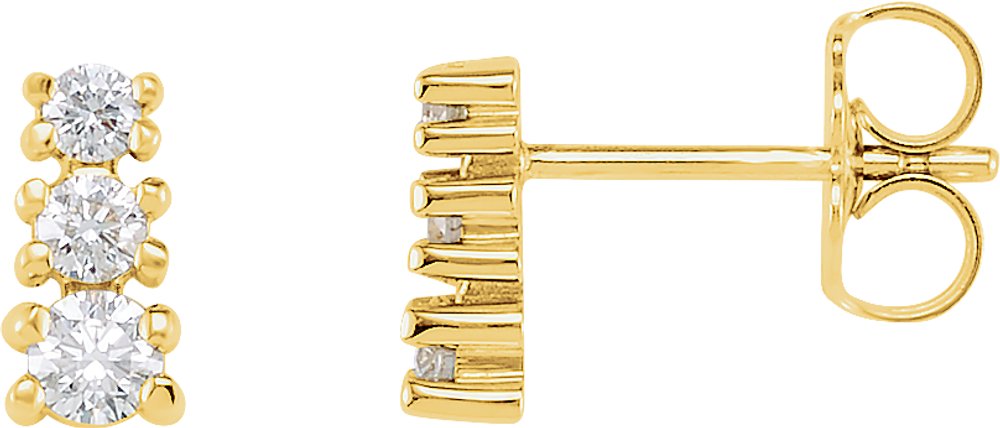 14K Yellow Gold 3/8 CTW Natural Diamond Three-Stone Earrings  