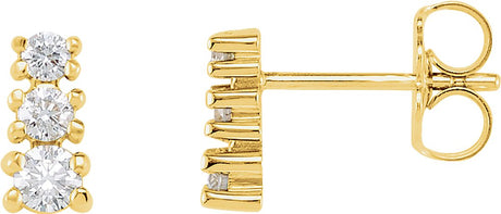 14K Yellow Gold 3/8 CTW Natural Diamond Three-Stone Earrings  