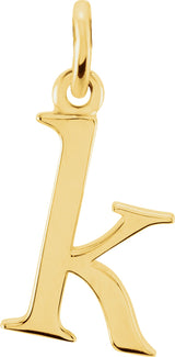 14K Yellow Lowercase Initial K Pendant