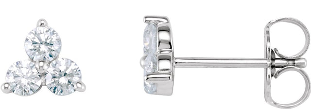 14K White 1/3 CTW Natural Diamond Three-Stone Stud Earrings