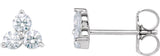 14K White Gold 1/3 CTW Natural Diamond Three-Stone Stud Earrings