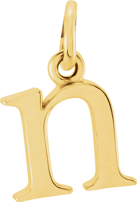 14K Yellow Lowercase Initial N Pendant