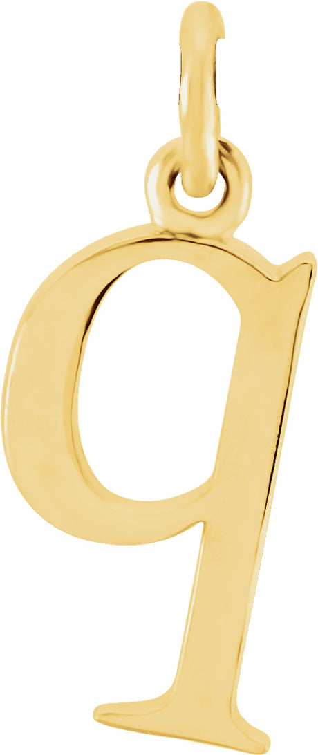 14K Yellow Gold Lowercase Initial q Charm/Pendant