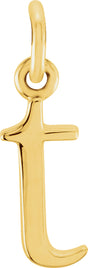 14K Yellow Lowercase Initial T Pendant