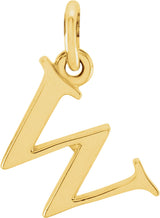 14K Yellow Lowercase Initial W Pendant