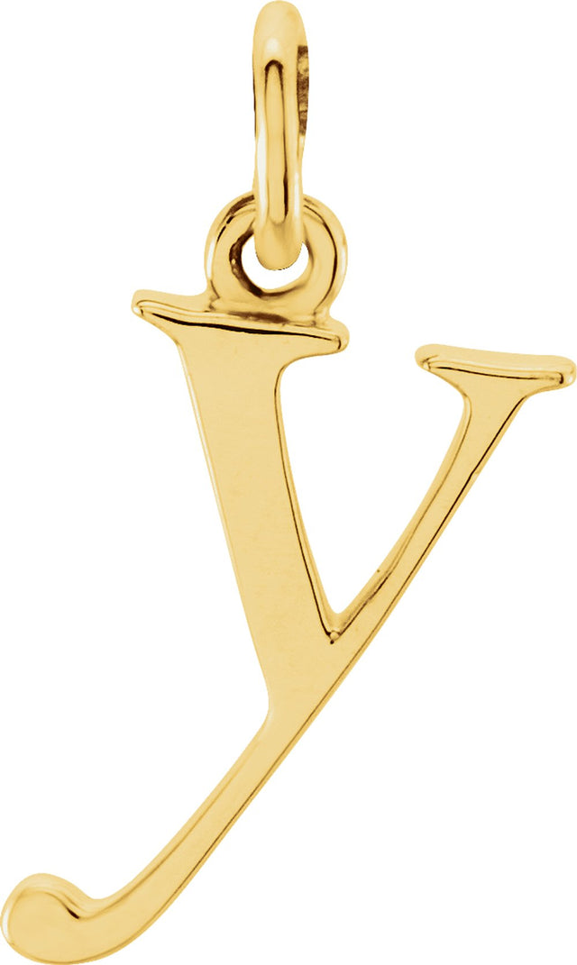 14K Yellow Lowercase Initial Y Pendant