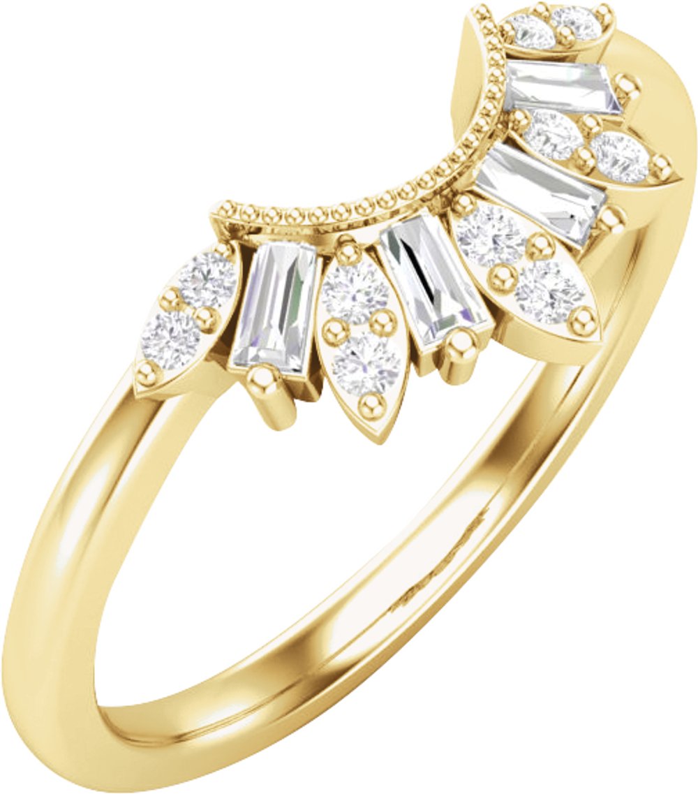 14K Yellow 1/5 CTW Natural Diamond Contour Band