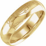 14K Yellow 6 mm Engraved Family Tree Ring Size 10