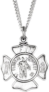 Sterling Silver 16.7x9 mm St. Florian Medal 18" Necklace