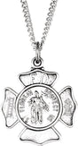 Sterling Silver 16.7x9 mm St. Florian Medal 18" Necklace