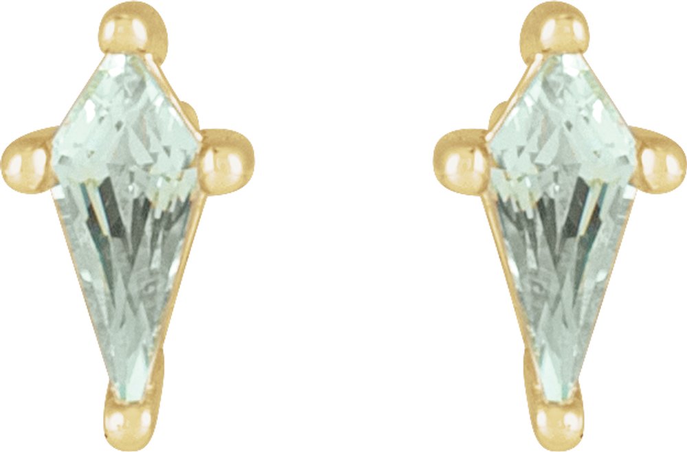 14K Yellow Lab-Grown Green Sapphire Earrings