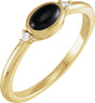 14K Yellow 5x3 mm Round Natural Black Onyx & .03 CTW Natural Diamond Ring