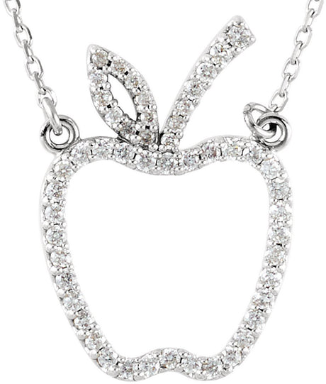 14K White Gold 1/5 CTW Natural Diamond Apple 16" Necklace