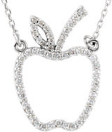 14K White Gold 1/5 CTW Natural Diamond Apple 16" Necklace