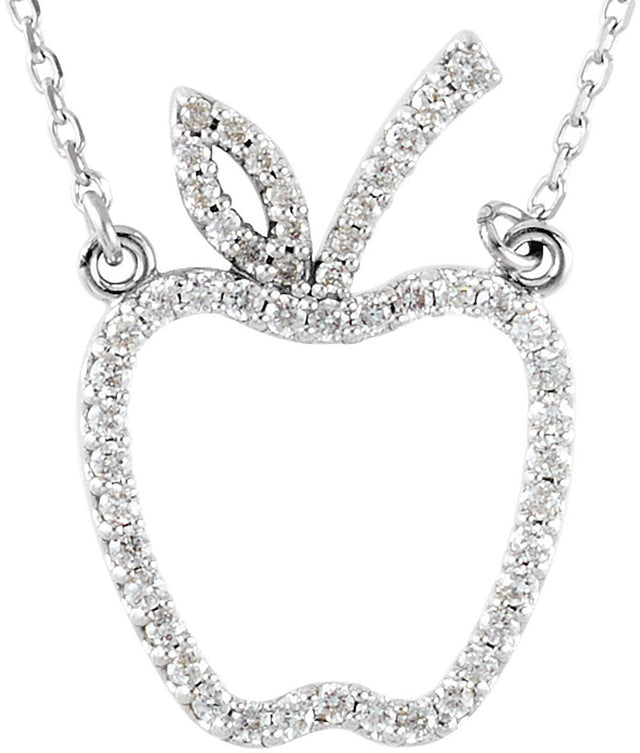 14K White Gold 1/5 CTW Natural Diamond Apple 16" Necklace