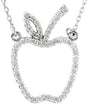 14K White Gold 1/5 CTW Natural Diamond Apple 16" Necklace
