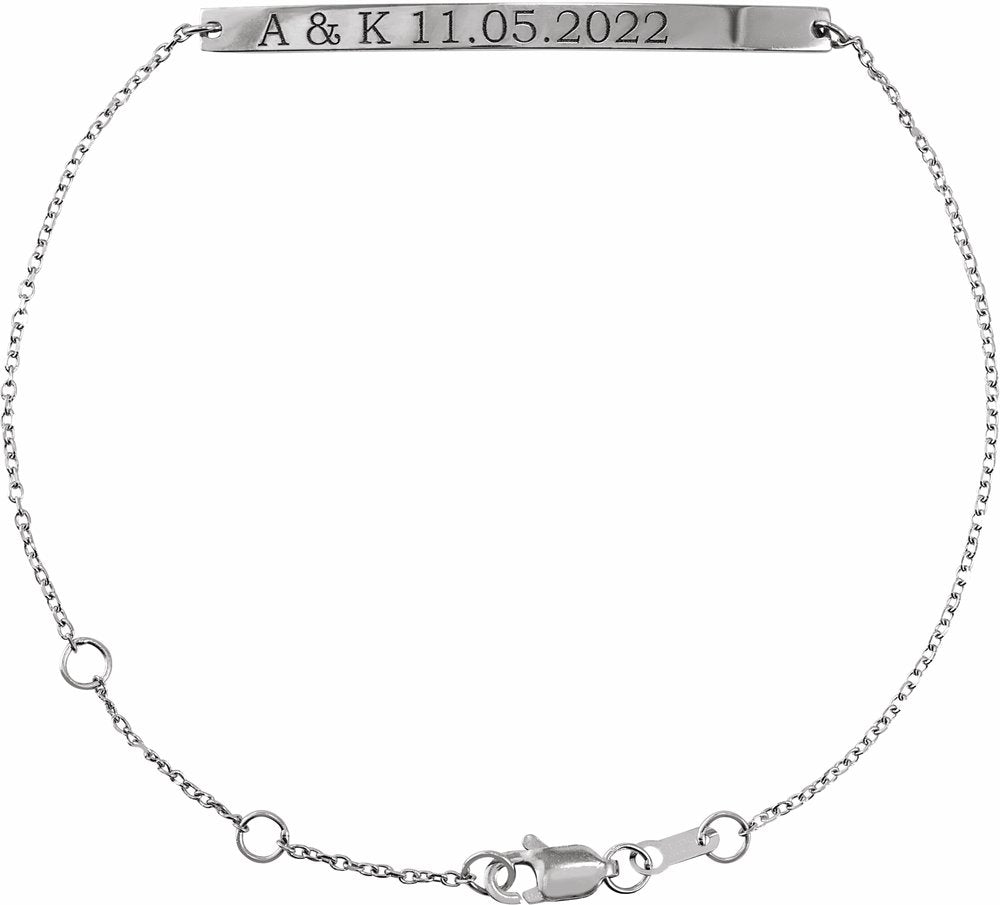 Sterling Silver Engravable Skinny Bar 6 1/2-7 1/2" Bracelet