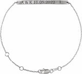 14K White Gold Engravable Skinny Bar 6 1/2-7 1/2" Bracelet