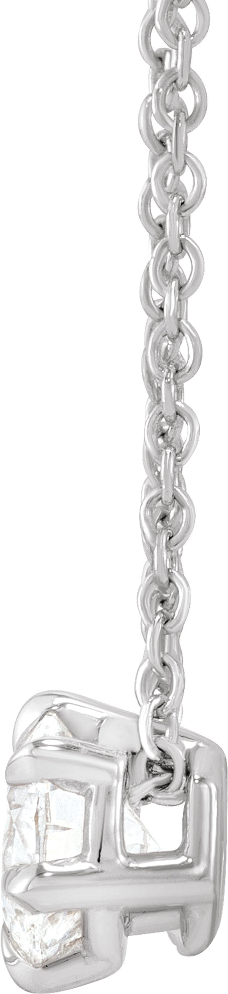 14K White Gold 1/2 CT Lab-Grown Diamond Solitaire 16-18" Necklace